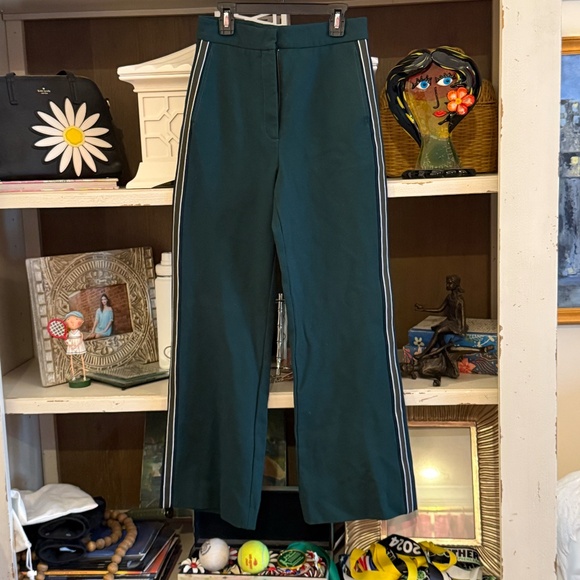 sandro paris khol green wide leg side stripe ponte knit trouser pants sz 34 - Picture 6 of 6